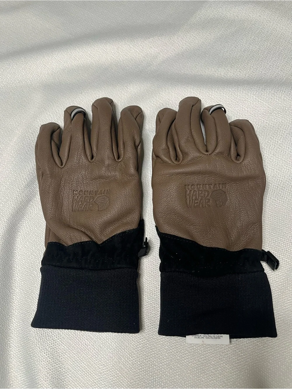 Mountain Hardwear Goat Skin Leather Gloves with Black Knit Cuffs Unisex